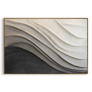 "Eroded Color River Relief" - Modern Heavy Impasto Landscape Artwork | White & Beige Palette Knife Painting | Luxury Horizontal Wall Art #Q 173