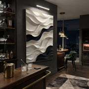 "Contour Rainbow Vein Relief" - Modern Heavy Impasto Landscape Artwork | White & Grey Palette Knife Painting | Luxury Vertical Wall Art #Q 175