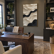 "Contour Rainbow Vein Relief" - Modern Heavy Impasto Landscape Artwork | White & Grey Palette Knife Painting | Luxury Vertical Wall Art #Q 175