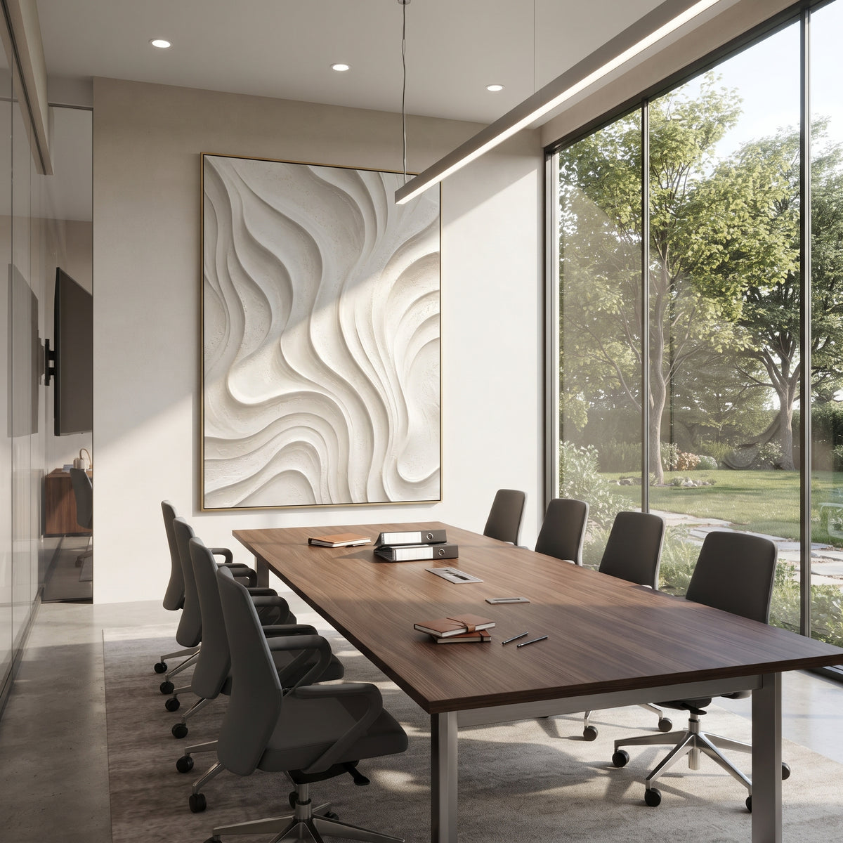 "Curved Sage Canyon Relief" - Modern Heavy Impasto Landscape Artwork | White & Beige Palette Knife Painting | Luxury Vertical Wall Art #Q 177