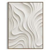 "Curved Sage Canyon Relief" - Modern Heavy Impasto Landscape Artwork | White & Beige Palette Knife Painting | Luxury Vertical Wall Art #Q 177