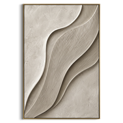 "Shell Abstract Creek Relief" - Modern Heavy Impasto Landscape Artwork | Grey & Beige Palette Knife Painting | Luxury Vertical Wall Art #Q 181