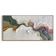 "Folded Chromatic Layer Relief" - Modern Heavy Impasto Landscape Artwork | White & Beige Palette Knife Painting | Luxury Horizontal Wall Art #Q 182