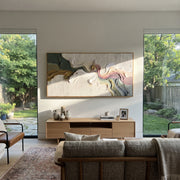 "Folded Chromatic Layer Relief" - Modern Heavy Impasto Landscape Artwork | White & Beige Palette Knife Painting | Luxury Horizontal Wall Art #Q 182