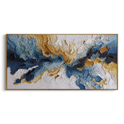"Fanned Painted Strata Relief" - Modern Heavy Impasto Landscape Artwork | White & Beige Palette Knife Painting | Luxury Horizontal Wall Art #Q 184