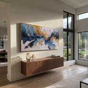 "Fanned Painted Strata Relief" - Modern Heavy Impasto Landscape Artwork | White & Beige Palette Knife Painting | Luxury Horizontal Wall Art #Q 184