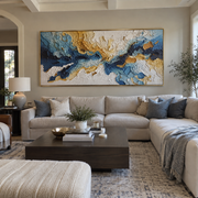 "Fanned Painted Strata Relief" - Modern Heavy Impasto Landscape Artwork | White & Beige Palette Knife Painting | Luxury Horizontal Wall Art #Q 184