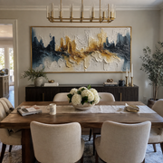"Terraced Color River Relief" - Modern Heavy Impasto Landscape Artwork | White & Beige Palette Knife Painting | Luxury Horizontal Wall Art #Q 185