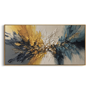 "Ridge Rainbow Vein Relief" - Modern Heavy Impasto Landscape Artwork | White & Beige Palette Knife Painting | Luxury Horizontal Wall Art #Q 187