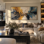"Ridge Rainbow Vein Relief" - Modern Heavy Impasto Landscape Artwork | White & Beige Palette Knife Painting | Luxury Horizontal Wall Art #Q 187