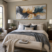 "Winding Sage Canyon Relief" - Modern Heavy Impasto Landscape Artwork | White & Beige Palette Knife Painting | Luxury Horizontal Wall Art #Q 189