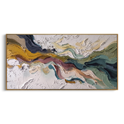 "Undulating Burgundy Rift Relief" - Modern Heavy Impasto Landscape Artwork | White & Beige Palette Knife Painting | Luxury Horizontal Wall Art #Q 190
