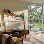 "Undulating Burgundy Rift Relief" - Modern Heavy Impasto Landscape Artwork | White & Beige Palette Knife Painting | Luxury Horizontal Wall Art #Q 190