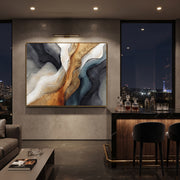 "Soft Chromatic Layer Relief" - Modern Heavy Impasto Landscape Artwork | White & Beige Palette Knife Painting | Luxury Horizontal Wall Art #Q 194