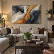"Soft Chromatic Layer Relief" - Modern Heavy Impasto Landscape Artwork | White & Beige Palette Knife Painting | Luxury Horizontal Wall Art #Q 194