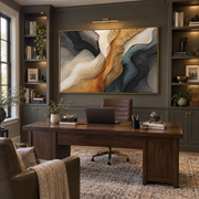 "Soft Chromatic Layer Relief" - Modern Heavy Impasto Landscape Artwork | White & Beige Palette Knife Painting | Luxury Horizontal Wall Art #Q 194