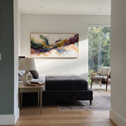 "Granular Pigment Fault Relief" - Modern Heavy Impasto Landscape Artwork | White & Beige Palette Knife Painting | Luxury Horizontal Wall Art #Q 195