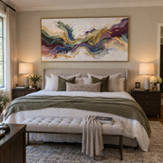 "Granular Pigment Fault Relief" - Modern Heavy Impasto Landscape Artwork | White & Beige Palette Knife Painting | Luxury Horizontal Wall Art #Q 195