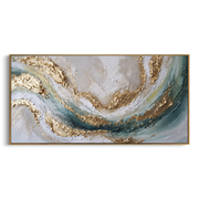 "Mineral Painted Strata Relief" - Modern Heavy Impasto Landscape Artwork | White & Beige Palette Knife Painting | Luxury Horizontal Wall Art #Q 196