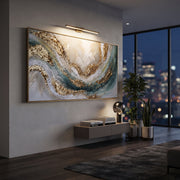 "Mineral Painted Strata Relief" - Modern Heavy Impasto Landscape Artwork | White & Beige Palette Knife Painting | Luxury Horizontal Wall Art #Q 196
