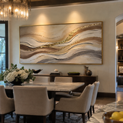 "Shadowed Ribbon Current Relief" - Modern Heavy Impasto Topographic Abstract | White & Beige Palette Knife Painting | Luxury Horizontal Wall Art #Q 197