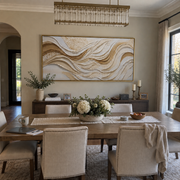 "Folded Plaster Fold Relief" - Modern Heavy Impasto Topographic Abstract | White & Beige Palette Knife Painting | Luxury Horizontal Wall Art #Q 198