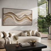 "Sculpted Soft Ridge Relief" - Modern Heavy Impasto Landscape Artwork | White & Beige Palette Knife Painting | Luxury Horizontal Wall Art #Q 200