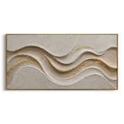 "Sculpted Soft Ridge Relief" - Modern Heavy Impasto Landscape Artwork | White & Beige Palette Knife Painting | Luxury Horizontal Wall Art #Q 200