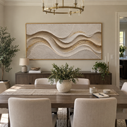 "Sculpted Soft Ridge Relief" - Modern Heavy Impasto Landscape Artwork | White & Beige Palette Knife Painting | Luxury Horizontal Wall Art #Q 200