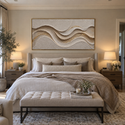"Sculpted Soft Ridge Relief" - Modern Heavy Impasto Landscape Artwork | White & Beige Palette Knife Painting | Luxury Horizontal Wall Art #Q 200