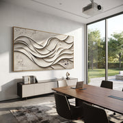 "Swirled Ivory Swell Relief" - Modern Heavy Impasto Topographic Abstract | White & Beige Palette Knife Painting | Luxury Horizontal Wall Art #Q 202