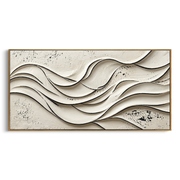 "Swirled Ivory Swell Relief" - Modern Heavy Impasto Topographic Abstract | White & Beige Palette Knife Painting | Luxury Horizontal Wall Art #Q 202