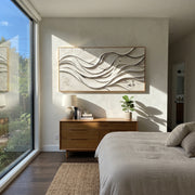 "Swirled Ivory Swell Relief" - Modern Heavy Impasto Topographic Abstract | White & Beige Palette Knife Painting | Luxury Horizontal Wall Art #Q 202