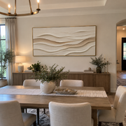 "Earthtone Wind Line Relief" - Modern Heavy Impasto Topographic Abstract | White & Beige Palette Knife Painting | Luxury Horizontal Wall Art #Q 203