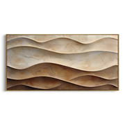 "Dune Calm Drift Relief" - Modern Heavy Impasto Topographic Abstract | White & Beige Palette Knife Painting | Luxury Horizontal Wall Art #Q 204