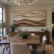 "Dune Calm Drift Relief" - Modern Heavy Impasto Topographic Abstract | White & Beige Palette Knife Painting | Luxury Horizontal Wall Art #Q 204