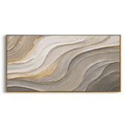 "Cracked Dune Wave Relief" - Modern Heavy Impasto Ocean Wave Seascape | White & Beige Palette Knife Painting | Luxury Horizontal Wall Art #Q 208