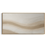 "Quiet Sand Ripple Relief" - Modern Heavy Impasto Topographic Abstract | White & Beige Palette Knife Painting | Luxury Horizontal Wall Art #Q 211