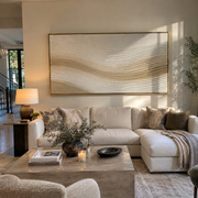 "Quiet Sand Ripple Relief" - Modern Heavy Impasto Topographic Abstract | White & Beige Palette Knife Painting | Luxury Horizontal Wall Art #Q 211