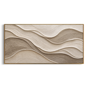 "Stratified Soft Ridge Relief" - Modern Heavy Impasto Landscape Artwork | Beige & White Palette Knife Painting | Luxury Horizontal Wall Art #Q 212