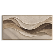 "Eroded Folded Shore Relief" - Modern Heavy Impasto Topographic Abstract | Beige & White Palette Knife Painting | Luxury Horizontal Wall Art #Q 213
