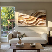 "Luminous Ivory Swell Relief" - Modern Heavy Impasto Topographic Abstract | White & Beige Palette Knife Painting | Luxury Horizontal Wall Art #Q 214