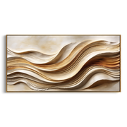 "Luminous Ivory Swell Relief" - Modern Heavy Impasto Topographic Abstract | White & Beige Palette Knife Painting | Luxury Horizontal Wall Art #Q 214