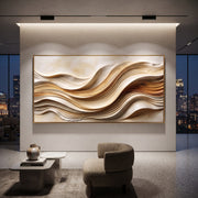 "Luminous Ivory Swell Relief" - Modern Heavy Impasto Topographic Abstract | White & Beige Palette Knife Painting | Luxury Horizontal Wall Art #Q 214