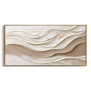 "Contour Wind Line Relief" - Modern Heavy Impasto Topographic Abstract | White & Beige Palette Knife Painting | Luxury Horizontal Wall Art #Q 215