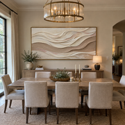"Contour Wind Line Relief" - Modern Heavy Impasto Topographic Abstract | White & Beige Palette Knife Painting | Luxury Horizontal Wall Art #Q 215