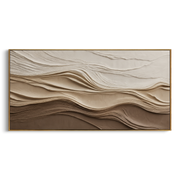 "Layered Calm Drift Relief" - Modern Heavy Impasto Topographic Abstract | White & Beige Palette Knife Painting | Luxury Horizontal Wall Art #Q 216