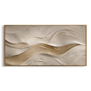 "Tactile Silk Contour Relief" - Modern Heavy Impasto Topographic Abstract | White & Beige Palette Knife Painting | Luxury Horizontal Wall Art #Q 218