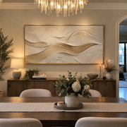 "Tactile Silk Contour Relief" - Modern Heavy Impasto Topographic Abstract | White & Beige Palette Knife Painting | Luxury Horizontal Wall Art #Q 218