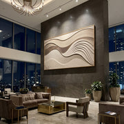 "Ribboned Cream Current Relief" - Modern Heavy Impasto Topographic Abstract | White & Beige Palette Knife Painting | Luxury Horizontal Wall Art #Q 219